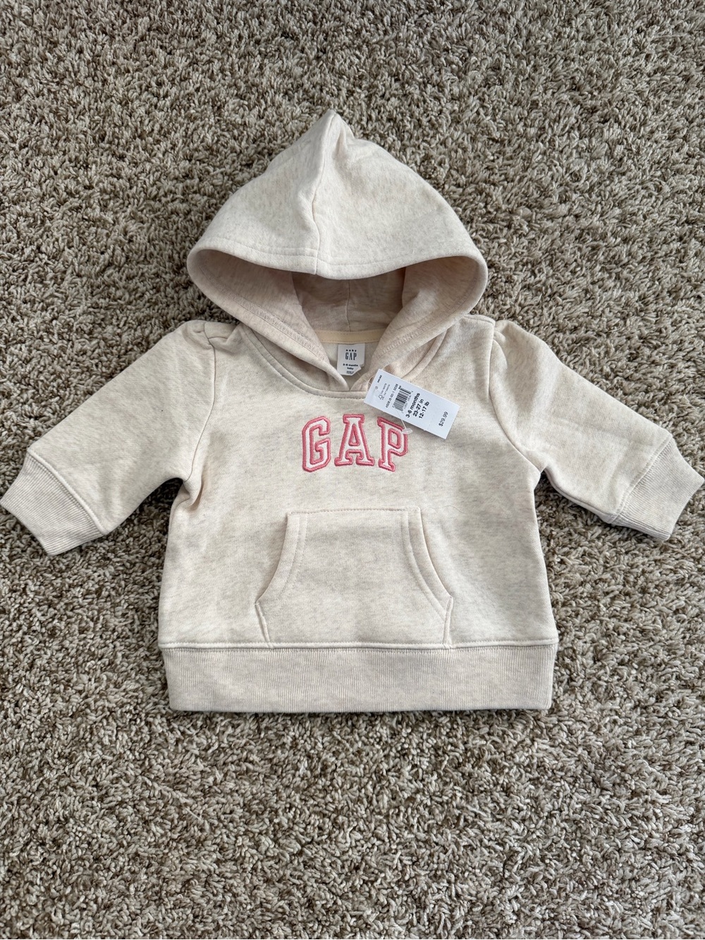 GAP Cream Hoodie with Pink Logo for Toddlers
